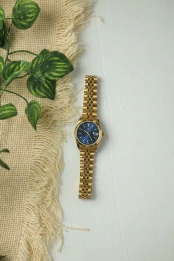 Diamond Blue Gold Watch-Blue Dial