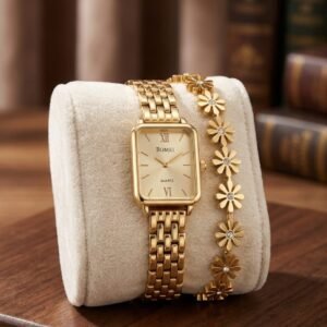 Bomei Square Dial Bangle Watch-Combo