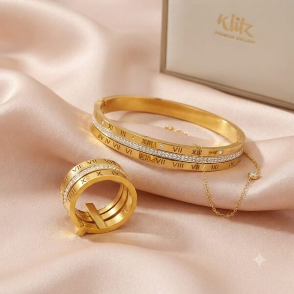 3 Layered Roman Hand Cuff and Ring Combo