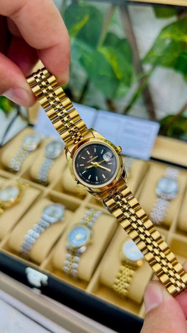 Diamond Blue Gold Watch-Black Dial