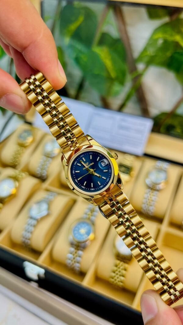 Diamond Blue Gold Watch-Blue Dial