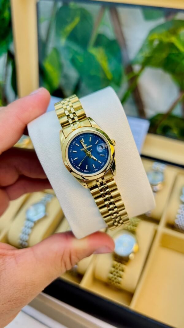 Diamond Blue Gold Watch-Blue Dial