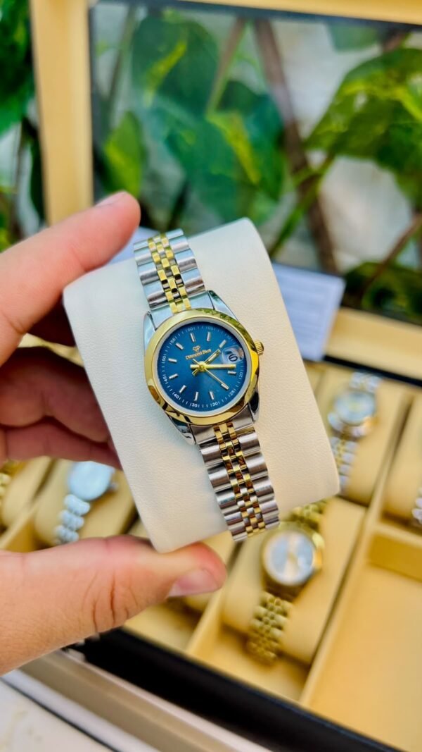 Blue Diamond 2 Tone Watch -Blue Dial